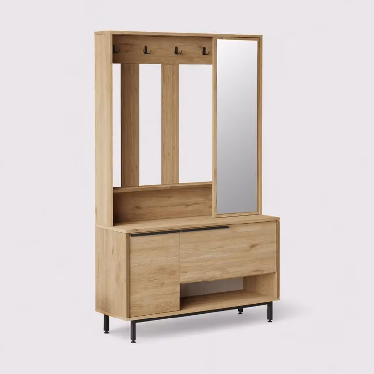 Giloy - Mobile da ingresso moderno con appendiabiti e specchio