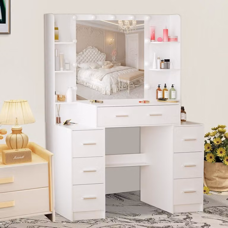 Tavolo da trucco Illuminazione LED specchio trucco tavolo cosmetico 3 colori luminosità