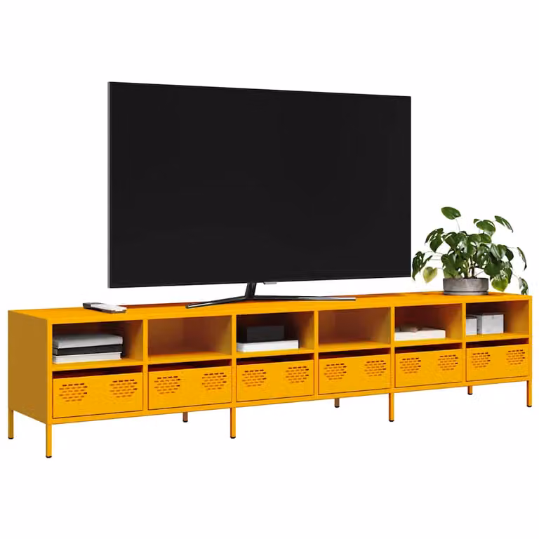 Mobile TV vidaXL Giallo con struttura in metallo L: 202 cm, P: 39 cm, H: 43,5 cm