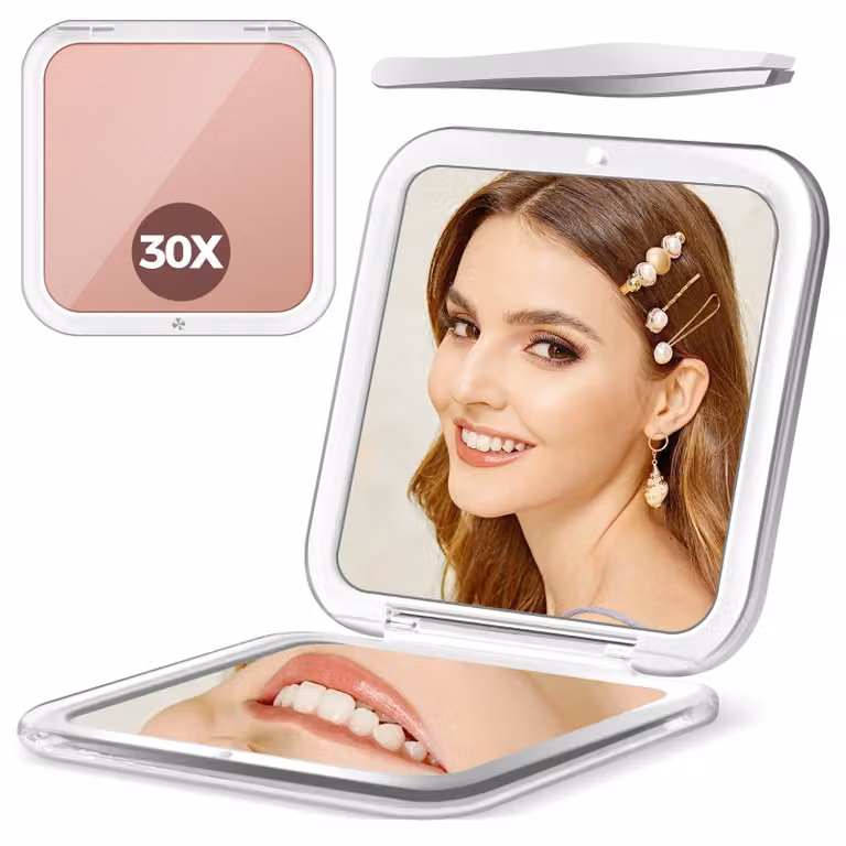 Specchio da trucco pieghevole con ingrandimento 30x