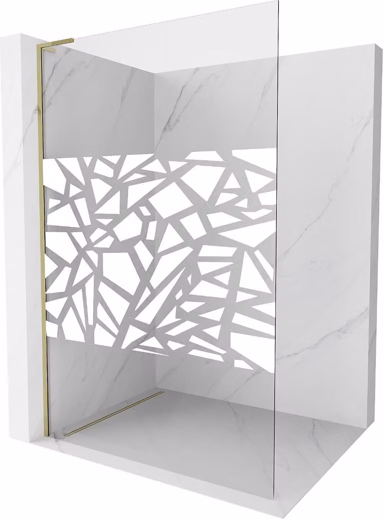 Mexen Kioto L parete doccia Walk-in 70 x 200 cm, motivo bianco, oro - 800-070-103-50-85