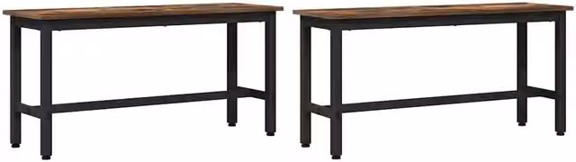 Set di 2 panchine da pranzo moderne in rovere fumè, L 100 x P 32,5 x H 48,5 cm