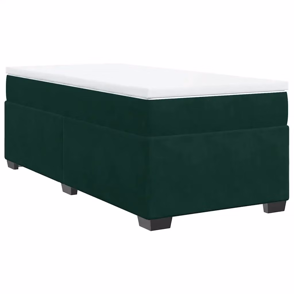 Letto con Giroletto a Molle e Materasso Ibrido vidaXL in Velluto Verde Scuro L/P/H: 80 x 200 cm – 2