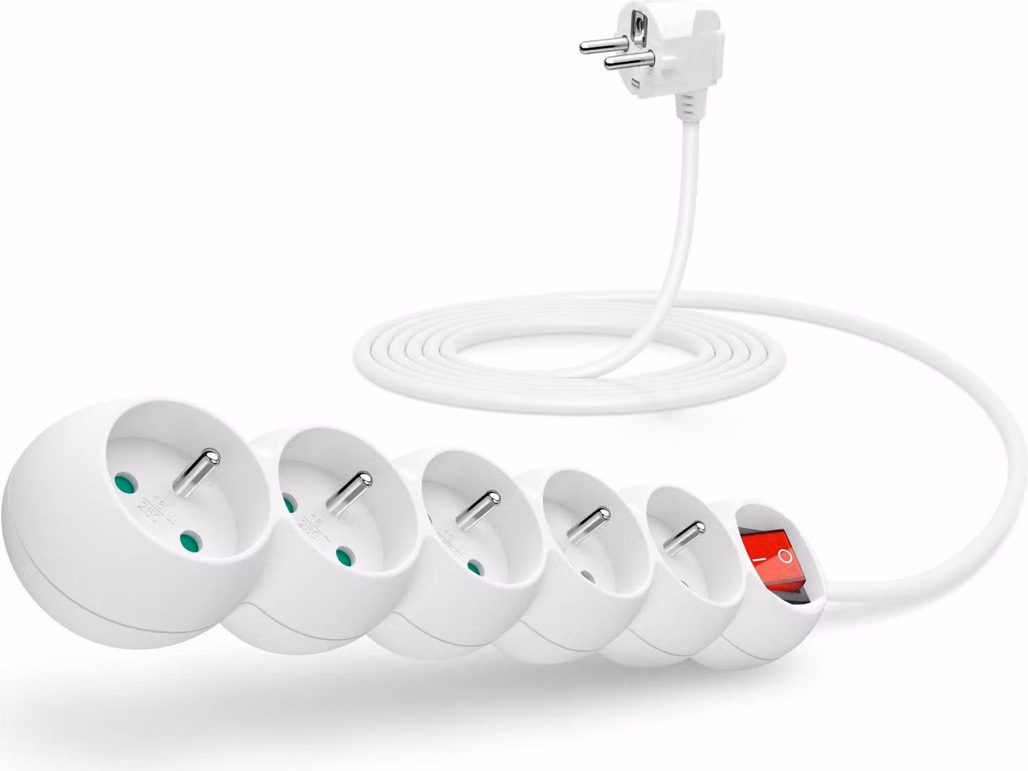 Prolunga CONNECT IT 230V, interruttore a 5 prese, 3m, bianco