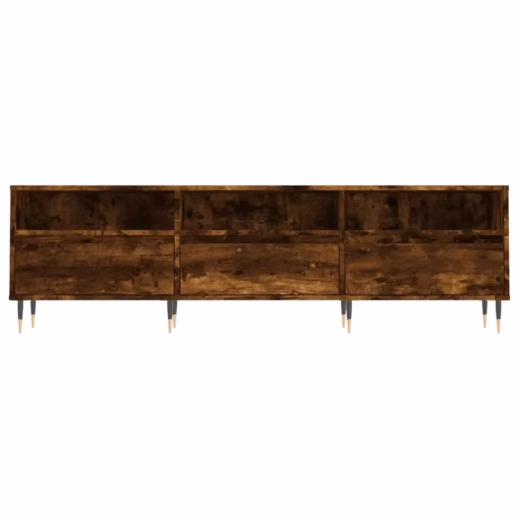 Mobile porta TV moderno HELLOSHOP26 in legno e metallo color rovere affumicato con vani contenitori L: 150 cm, P: 30 cm, H: 44,5 cm – 2