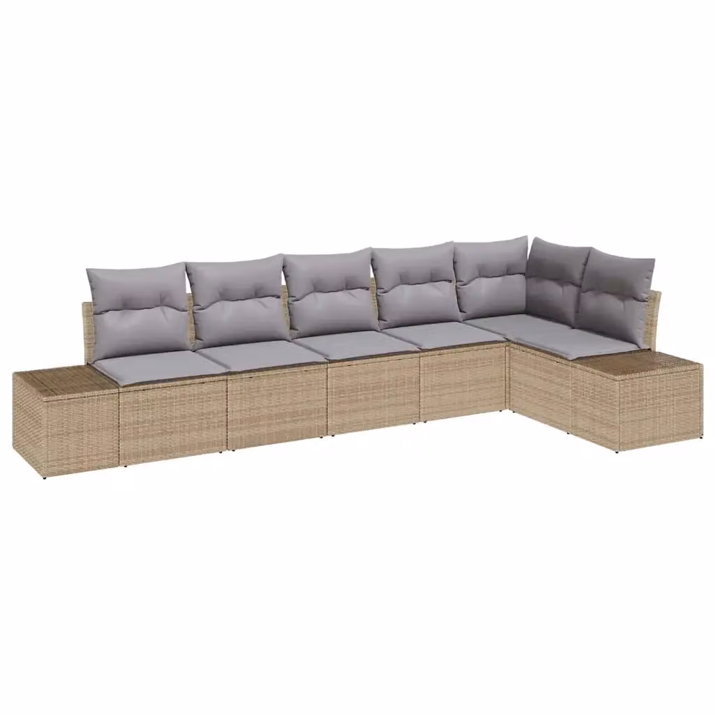 Set Divano da Giardino a L vidaXL 6 pz Beige e Grigio con Cuscini e Struttura in Metallo Resistente ai Raggi UV – 2