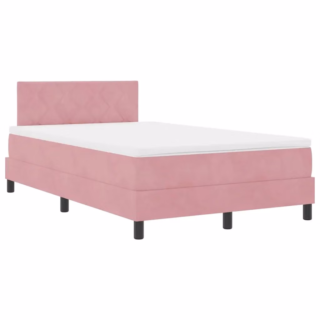 vidaXL Letto a Molle con Illuminazione LED e Testiera in Velluto Rosa, L/P/H: 200 x 120 x 280 cm – 2