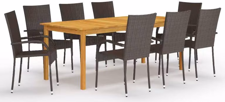 Maison Exclusive - Set da pranzo da giardino da 9 pezzi, marrone