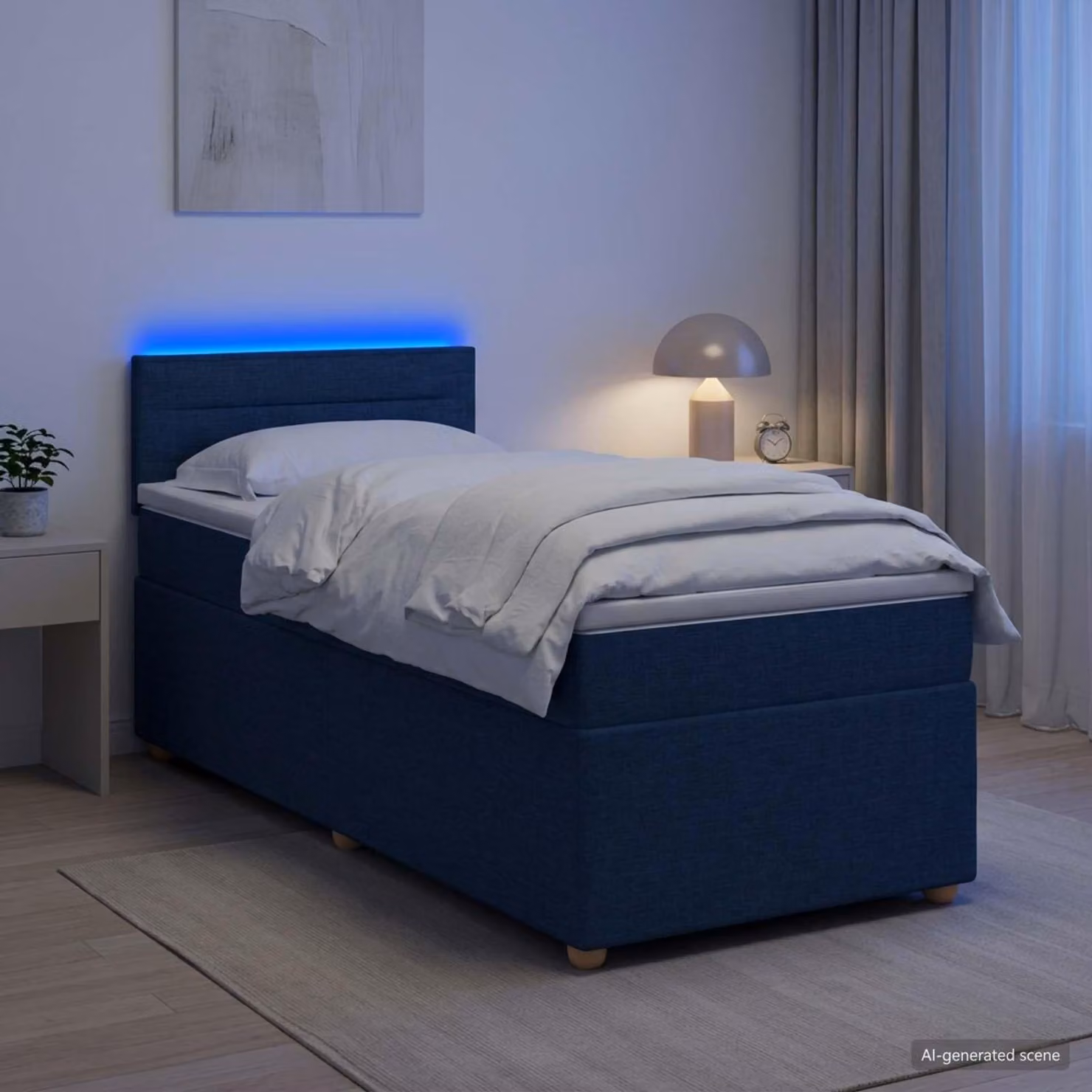 Maison Exclusive - Letto boxspring con materasso e testiera blu 100 x 200 cm Tessuto