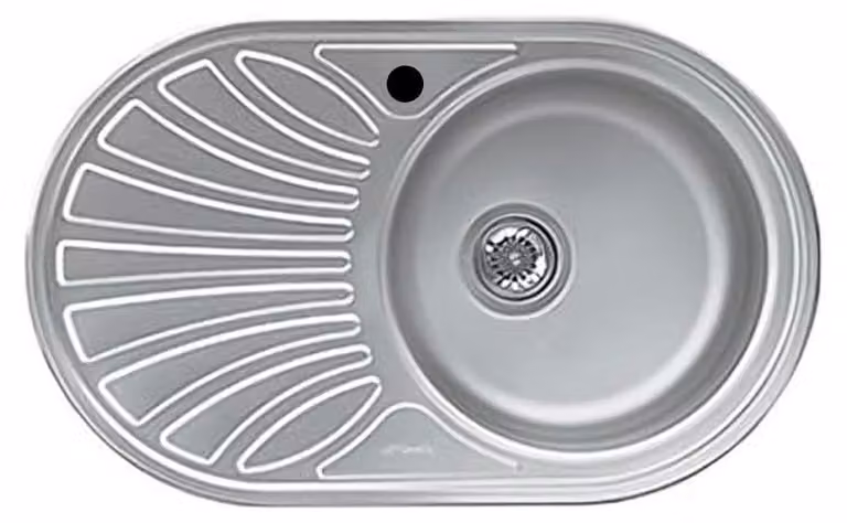 Lavello ovale incasso 1 vasca e gocciolatoio sinistro 78x48 Smeg LMEL77S inox