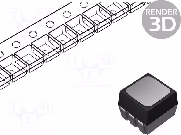 2 LED, dimensioni 3,5x3,5x2,8 mm, angolo di emissione 120°, corrente di funzionamento 20 mA, tecnologia SMD PLCC6, lunghezza d'onda di emissione (rot): 617÷625 nm, modello OSTG3535C2B, colore: blu