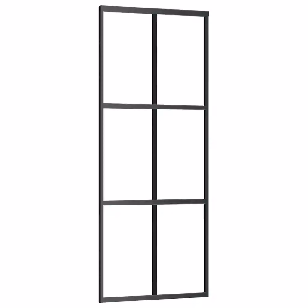 Porta Scorrevole in Vetro Trasparente e Alluminio vidaXL Stile Industrial, Colore Nero, L: 76 cm, H: 205 cm – 2