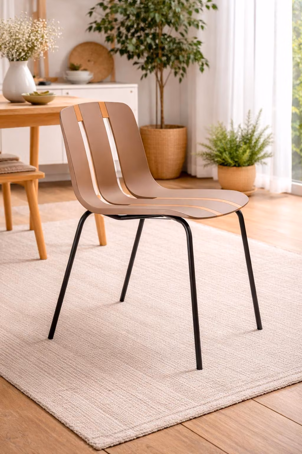 Beiger Esszimmer Streifenstuhl Elegantes Metallgestell Edler Stuhl
