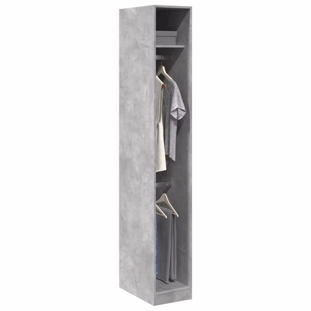 Armadio da parete vidaXL Grigio opaco in legno e MDF con ante a battente e appendiabiti L/P/H: 30 x 50 x 200 cm