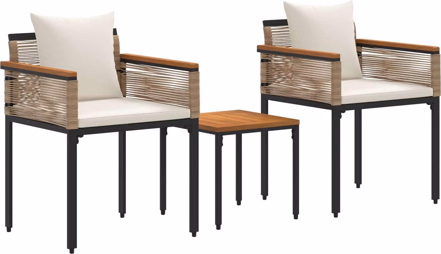 Set di Mobili da Esterno Beige e Bianco Crema polyrattan