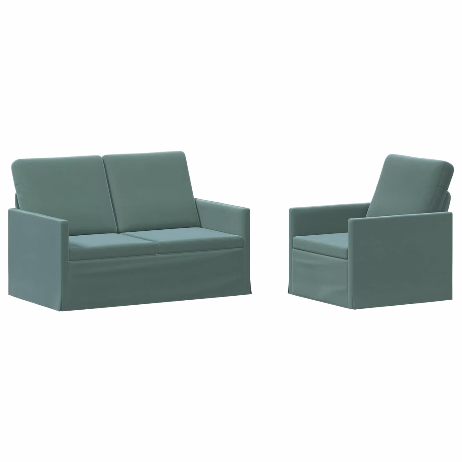 Set di 2 divani moderni vidaXL in velluto verde mare con struttura in metallo