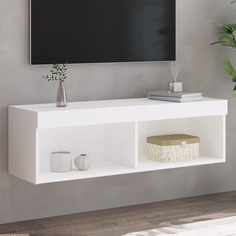 vidaXL Mobile Porta TV Moderno con Luci LED Integrate Bianco L 100 x P 30 x H 30 cm