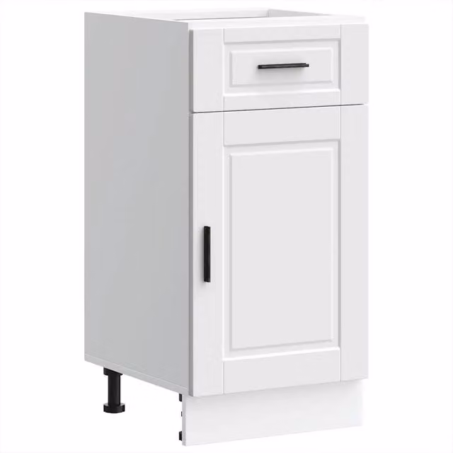 Base da cucina Porto Bianco in legno e MDF con ante a battente, colore bianco opaco, L: 81.5 cm, P: 46 cm, H: 40 cm