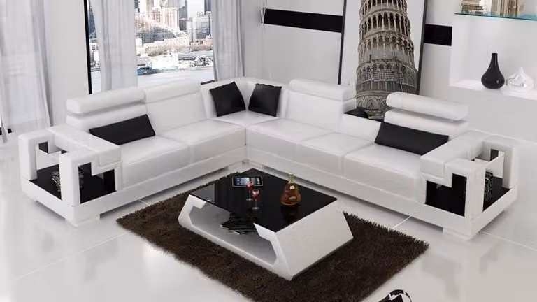 Ecksofa Sofa Couch Polster Wohnlandschaft Leder Eck Sofas Garnitur L-Form
