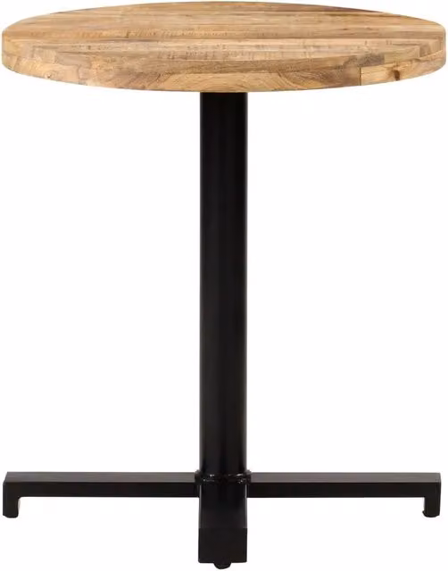 Tavolino da Bistrot Rotondo in Legno di Mango Grezzo Marrone con Base Centrale DESIGN IN Diametro: 70 cm, Altezza: 75 cm
