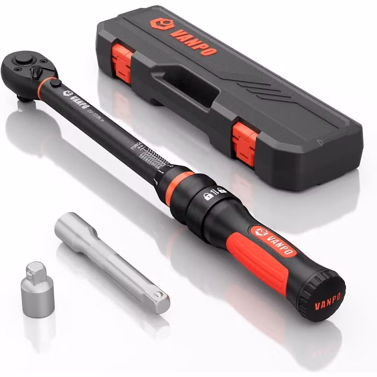 Chiave dinamometrica da 1/2 pollice, 20-220 Nm, set con prolunga e adattatori