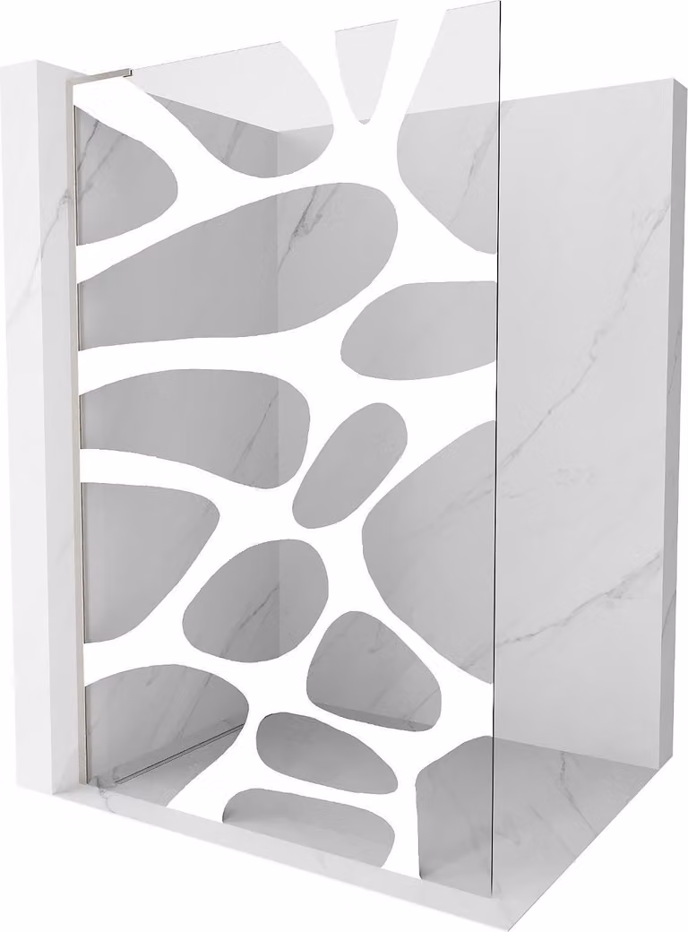 Mexen Kioto L parete doccia Walk-in 70 x 200 cm, onda bianca, nichel spazzolato - 800-070-103-97-97