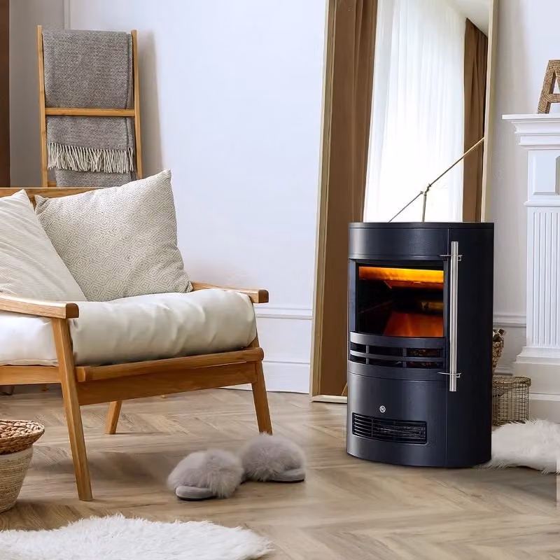 Camino Elettrico da Terra Benzoni con Effetto Fiamma 1800W Nero L 64,5 x H 41,0 x P 41,0 cm – 2