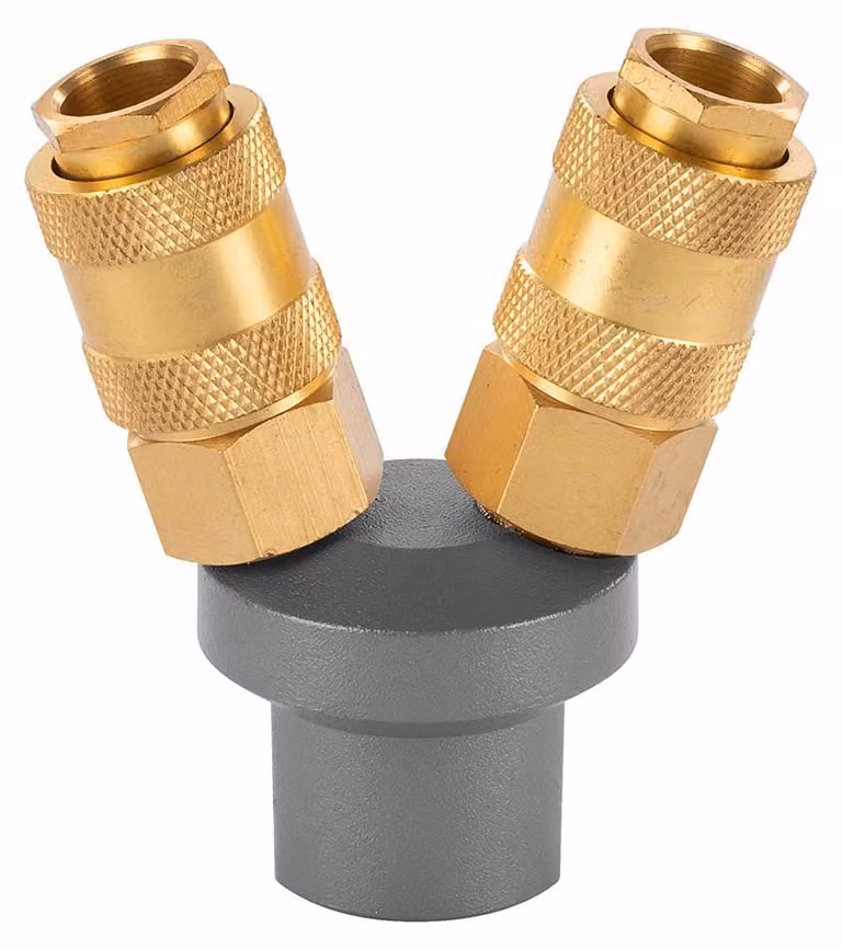 Distributore d'aria compressa a Y in ottone femmina 2x attacco rapido 1/4 di pollice Euro/Orione