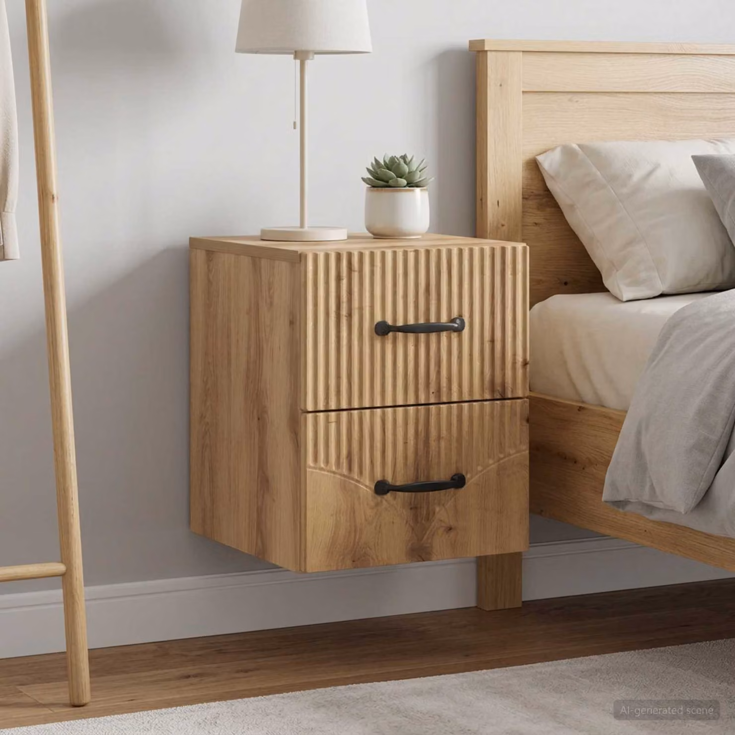 Set di 2 comodini sospesi vidaXL in stile moderno colore marrone Rovere
