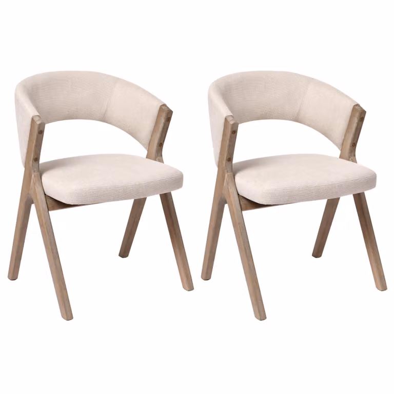 Duhome Set di 2 sedie da pranzo, sedie imbottite in legno con rivestimento in lino, sedie da cucina in stile scandinavo per sala da pranzo, cucina e soggiorno
