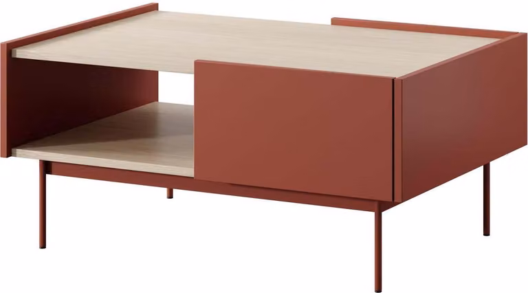 Tavolino FURNLUX Colore Rosso 97cm / Hauptfarbe: Rot / Dimensioni: 97 x 65 x 45 cm