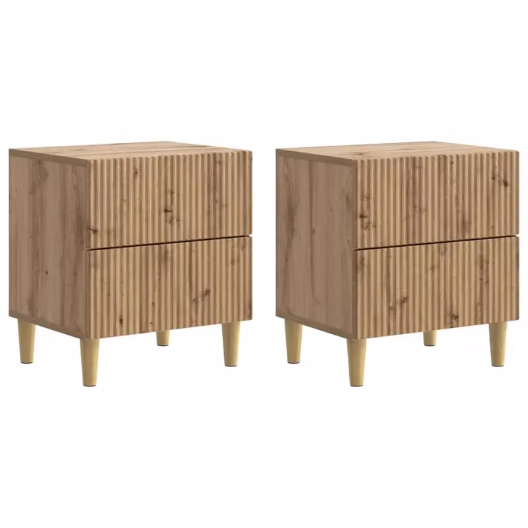 Set di 2 Armadi da Notte vidaXL in Rovere Marrone L: 43 cm, P: 34,5 cm, H: 48 cm