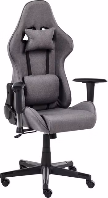 Sedia da ufficio e gaming ergonomica BELIANI in tessuto grigio con braccioli regolabili e poggiatesta, stile moderno per home office