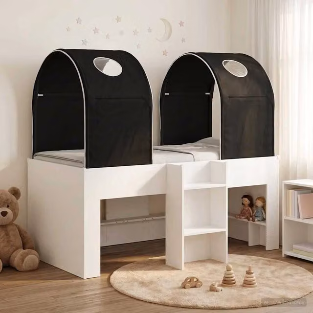 Letto con Tunnel 3 pz Bianco e Nero Legno ingegnerizzato 3423490