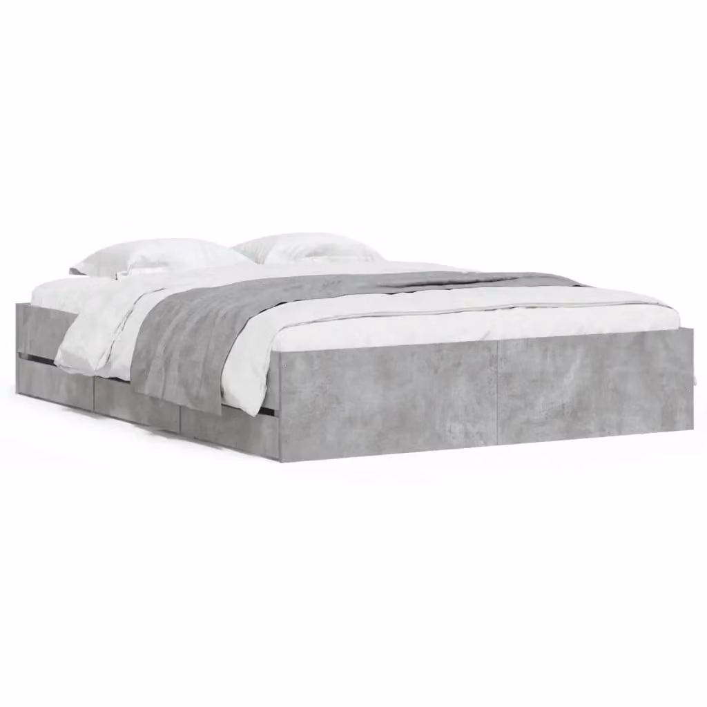 vidaXL Giroletto con Cassetti in Legno Multistrato Grigio 140x200 cm – 2
