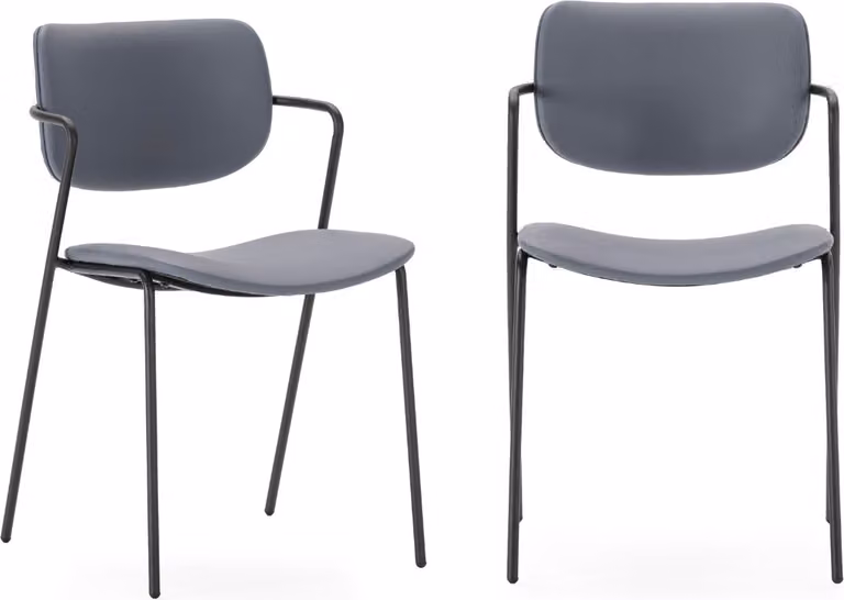 Calicosy - Set di 2 sedie con gambe in metallo nero L49 cm - MAIKA