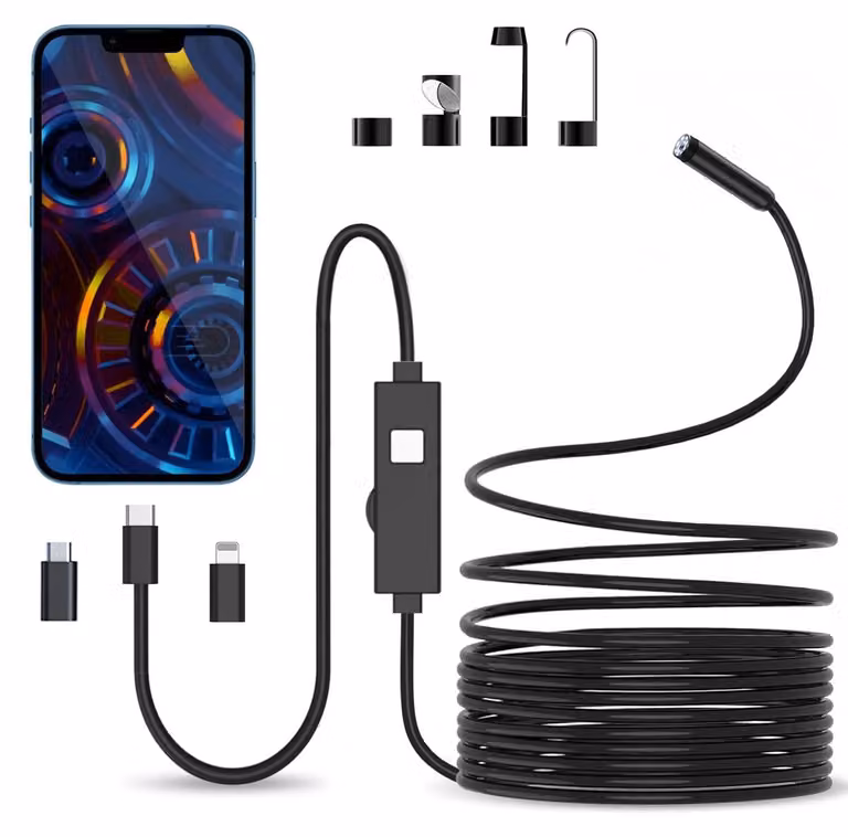 Endoscopio USB-Borescopio, 5 metri, con 8 LED, compatibile con Android/iPhone