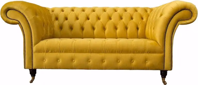 Chesterfield Couch Sofa Polster 2 Sitzer Wohnzimmer Couchen Sitz Gelb