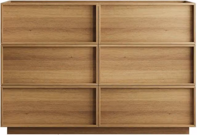 Cassettiera Chicfurn con 6 cassetti in stile moderno colore marrone L: 115 cm, P: 48 cm, H: 78 cm