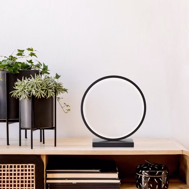 Lampada da tavolo a LED, 28 x 9 x 26 cm, 8 W, 850 lm, 3000 K, alluminio, nera