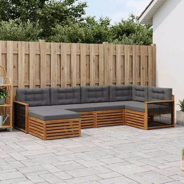 Set di divani da esterno 6 pz Naturale e Antracite 3383565