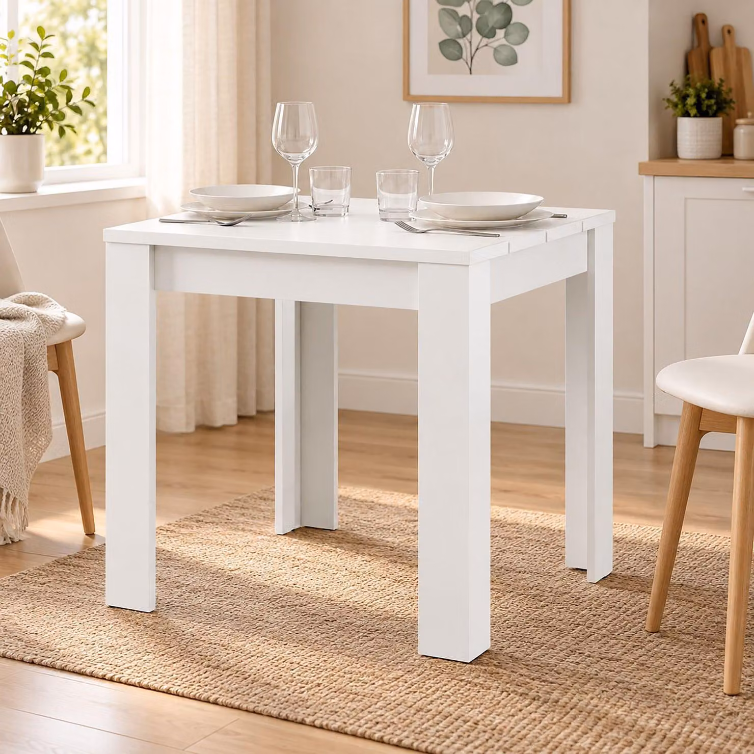 Trosa - Tavolo Fisso, 80x80x76h cm Bianco Opaco, 4 Posti