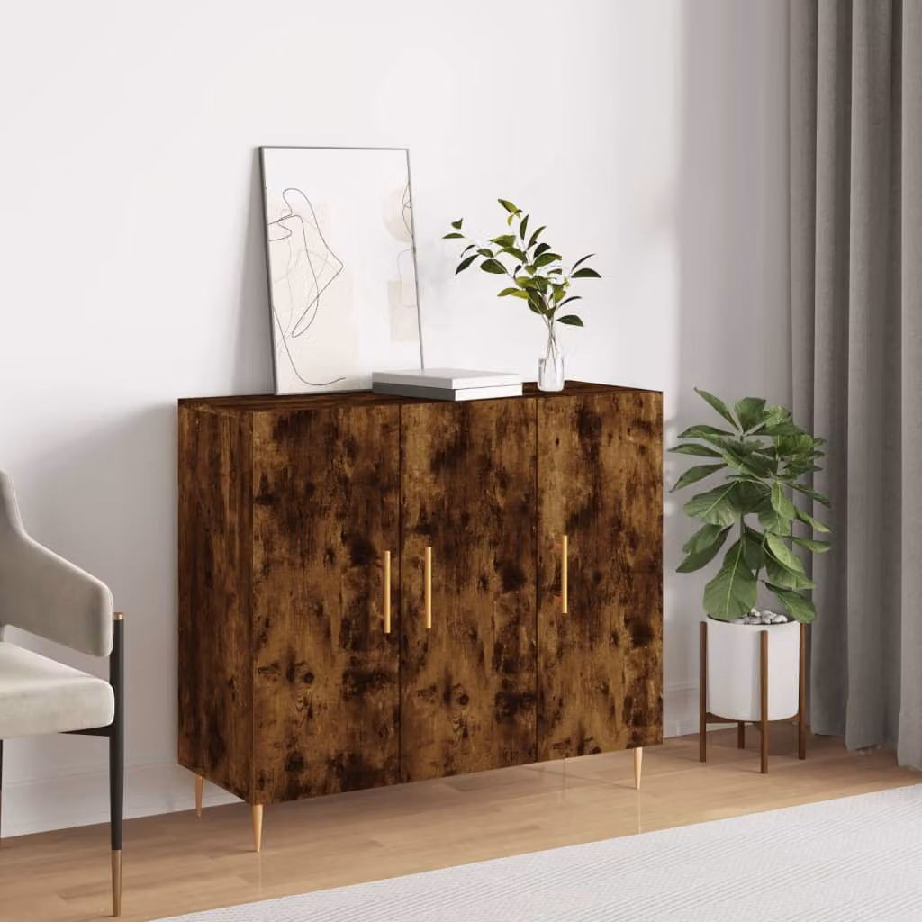 Credenza moderna vidaXL in legno di rovere color marrone, L 90 x P 34 x H 80 cm