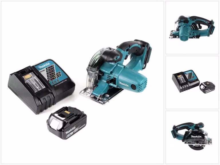 Makita DCS 552 RG1 18 V Sega circolare a batteria per metalli 136 mm + 1x batteria da 6,0 Ah e caricabatteria + lama e occhiali di protezione