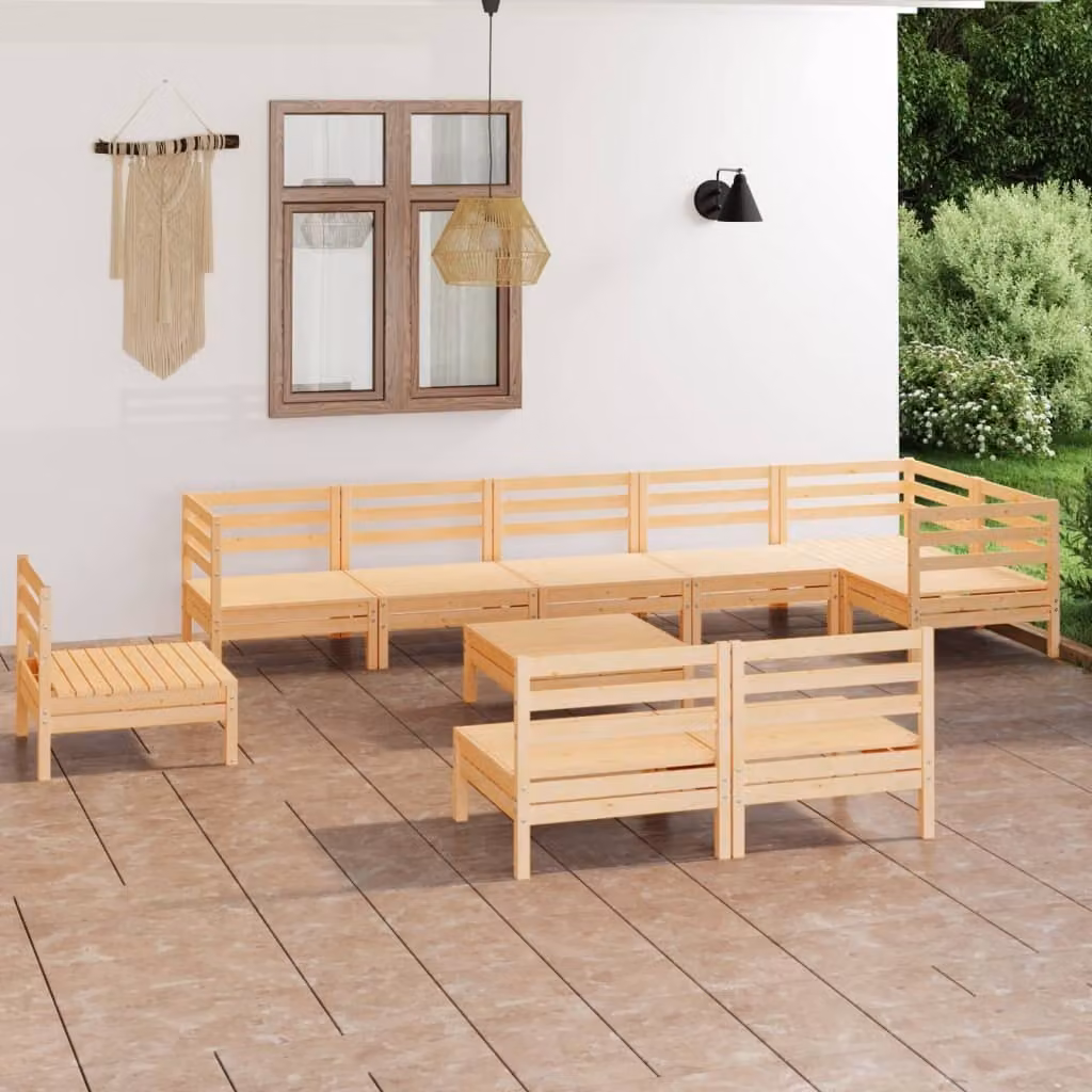 The Living Store Set da salotto da giardino in pino massiccio da 10 pezzi