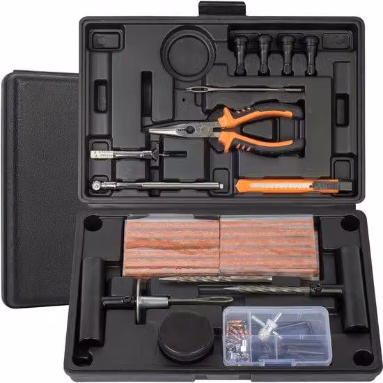 Kit di riparazione per pneumatici auto - 100 pezzi, kit completo per la riparazione di pneumatici tubeless, kit di riparazione pneumatici, kit di riparazione adesivo per auto, camion, furgoni, rimorchi, camper, moto e altro ancora.