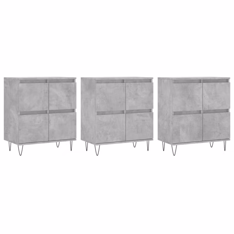 Credenze 3 pz Grigio Cemento in Legno Multistrato
