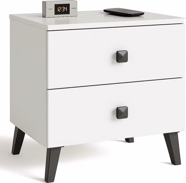 Comodino elegante MAVRIEL - bianco / nero