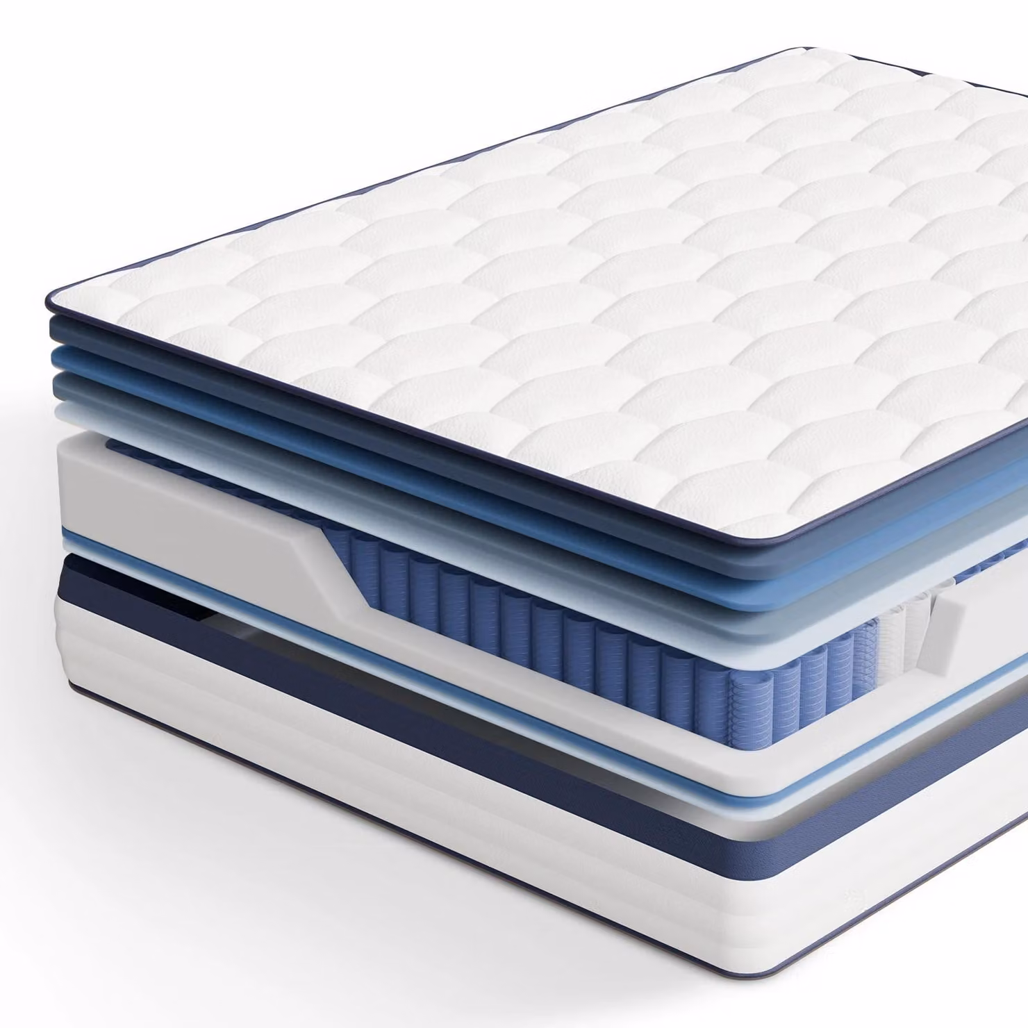 Materasso a molle insacchettate - Materasso ortopedico a 7 zone - Altezza 25 cm - Schiuma di diatomee - Dimensioni 180x200 cm - Bianco