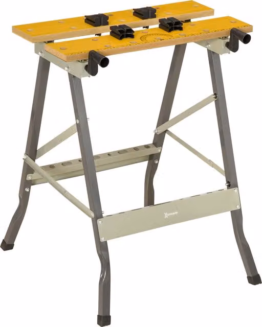 DURHAND Banco da lavoro pieghevole con 4 morsetti, carico 100 kg, grigio, L: 62,5 cm, P: 60,5 cm, H: 78,5 cm – 1